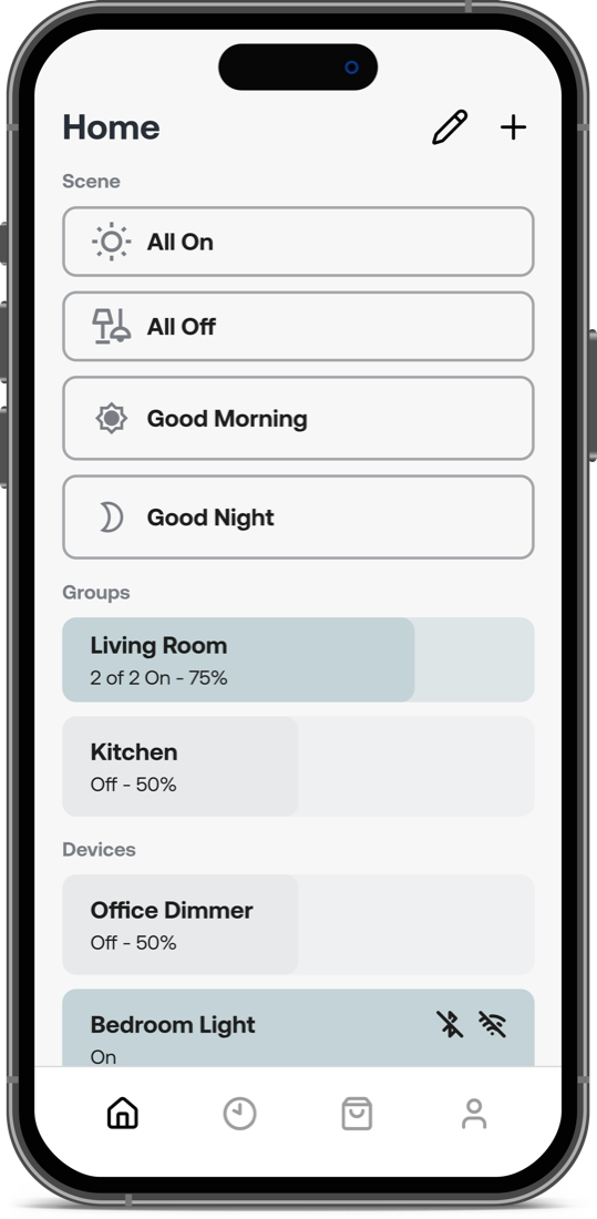 Deako app — Remote control screen