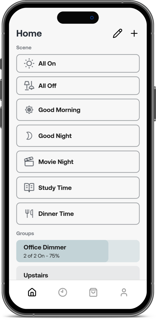 Deako app — Scenes screen
